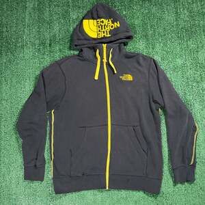 The North Face Men's Full-Zip Hoodie with Hood Logo and Yellow Accents